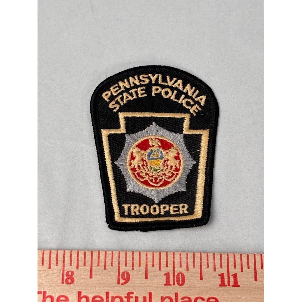 Pennsylvania State Police Trooper Patch Keystone Embroidered Black Gold Insignia